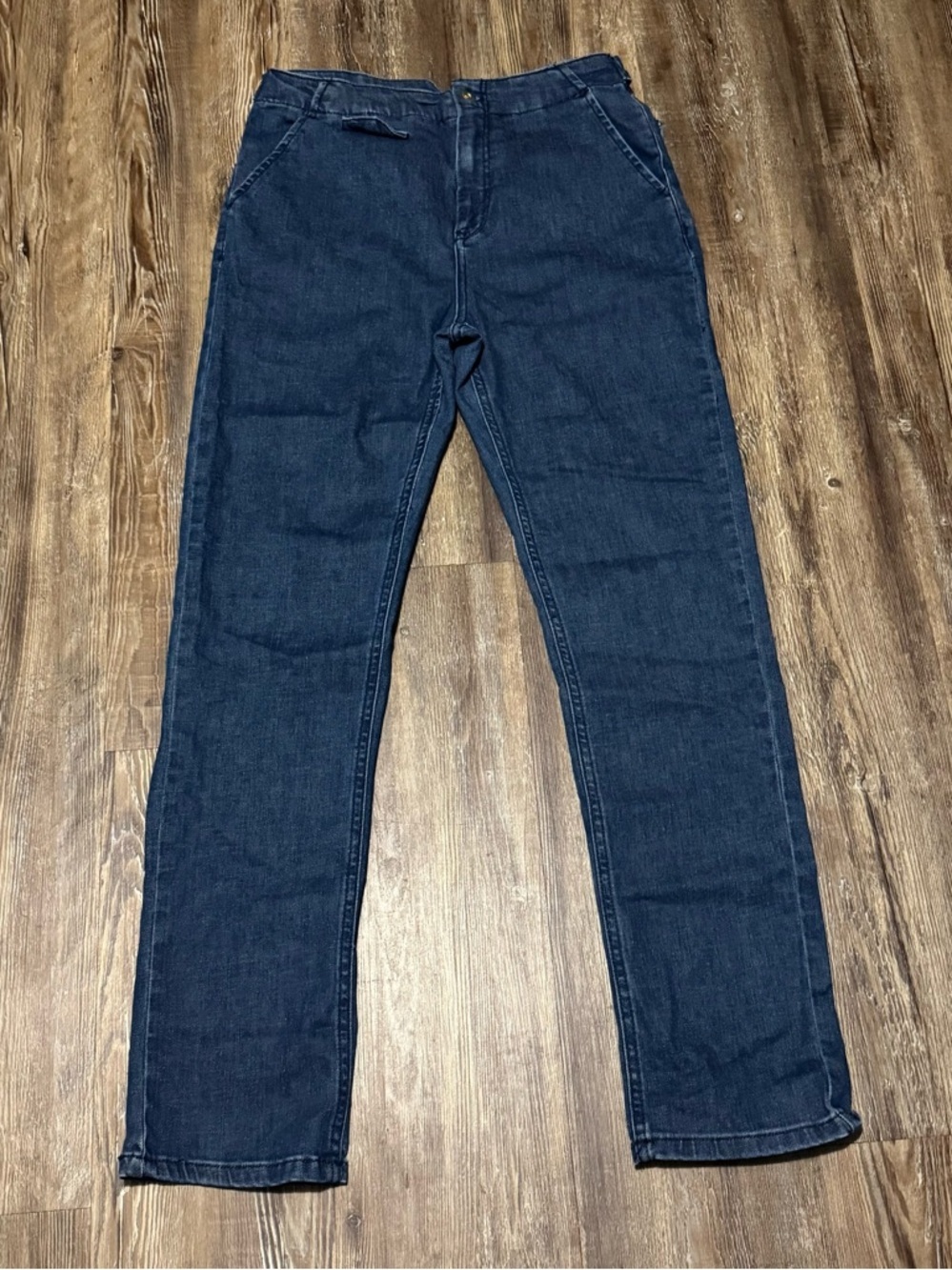 Pilcro Buckle Back Denim Trousers Women's 29 Slit Pocket High Rise Adjustable